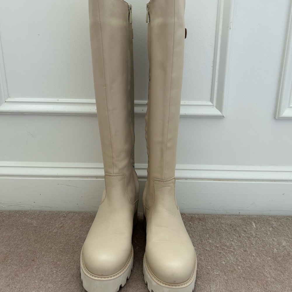 Franco Sarto Cream Over-the-Knee Platform Boots